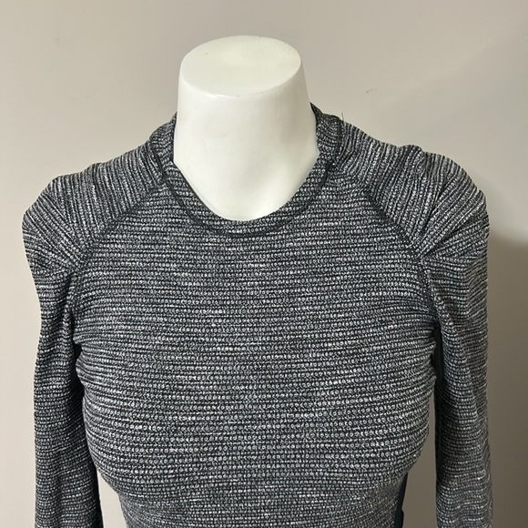 Lululemon Think Fast Long Sleeve Top Heathered Grey Black Rulu Running Sz 4 - Picture 2 of 14